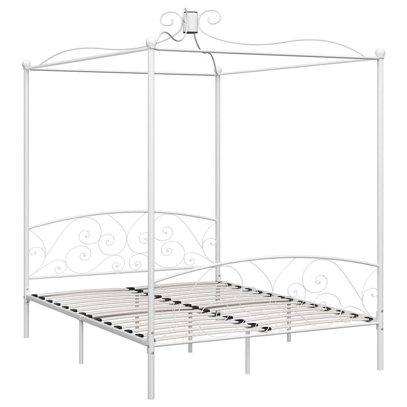 Foto van The living store hemelbedframe - metaal - wit - 211 x 189 x 227 cm - geschikt voor 180 x 200 cm matras