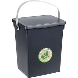 Foto van Excellent houseware gft afvalbakje voor aanrecht - 5,5l - antraciet grijs - afsluitbaar - compostbakje - prullenbakken