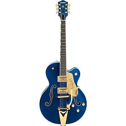 Foto van Gretsch g6120tg players edition nashville azure metallic semi-akoestische gitaar met koffer