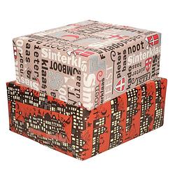 Foto van Setje van 6x rollen sinterklaas inpakpapier/cadeaupapier 2,5 x 0,7 meter 2 soorten prints - cadeaupapier