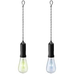 Foto van Set van 2x stuks groene en blauwe solar tuinverlichting hanglampen kunststof 20 cm - buitenverlichting