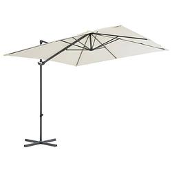 Foto van The living store parasol - hangend - 250x250x247cm - zandkleurig - uv-beschermend polyester - kantelbaar en draaibaar -