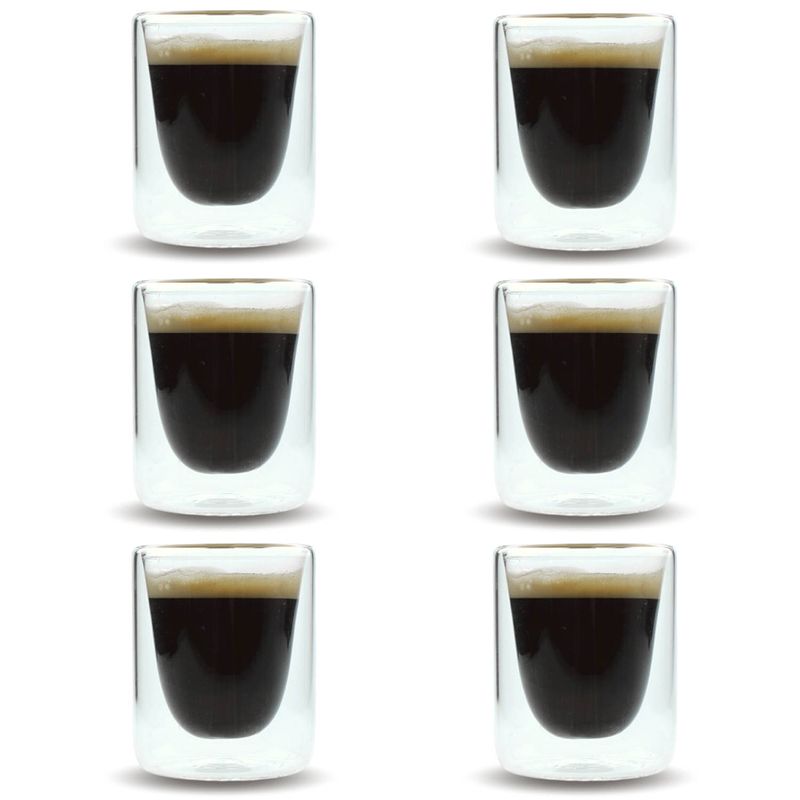 Foto van Orange85 espresso kopjes - set van 4 - glazen - dubbelwandig - glas - 80ml - 5.5 x 7.5 cm