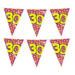 Foto van Paperdreams verjaardag 30 jaar thema vlaggetjes - 2x - feestversiering - 10m - folie - dubbelzijdig - vlaggenlijnen