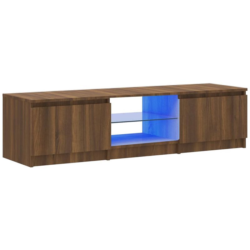 Foto van The living store tv-meubel - led-verlichting - 140 x 40 x 35.5 cm - bruineiken hout - trendy design