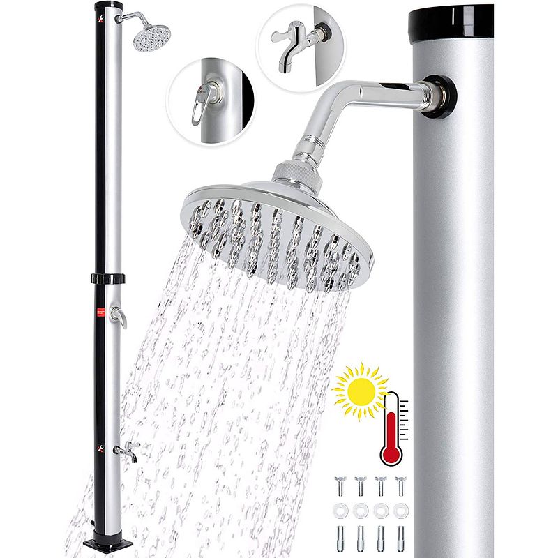 Foto van Tillvex- design zilveren tuindouche camping douche solar douche zonnedouche zonder stroom - 20 liter