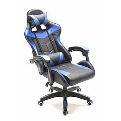 Foto van Gamestoel cyclone tieners - bureaustoel - racing gaming stoel - blauw zwart