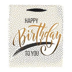 Foto van Cadeautasje happy birthday - gouden stip - 23x26 cm