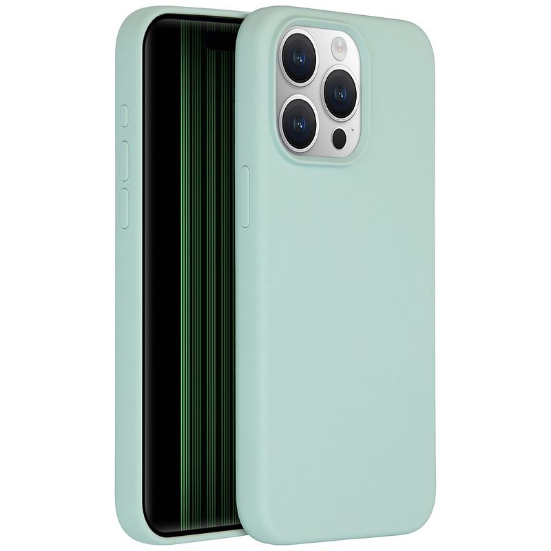 Foto van Accezz liquid silicone backcover met magsafe iphone 15 pro max telefoonhoesje blauw