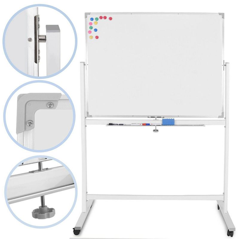 Foto van Jago- whiteboard- magneetbord met alu frame- 110x75 cm, magnetisch, draaibaar