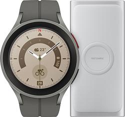 Foto van Samsung galaxy watch5 pro grijs 45mm + battery pack draadloze powerbank 10.000 mah