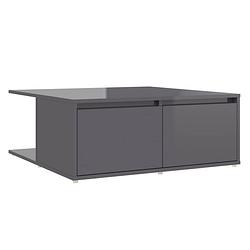 Foto van The living store salontafel 80x80x31 cm spaanplaat hoogglans grijs - tafel