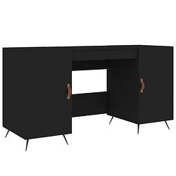 Foto van The living store bureau 140x50x75cm - zwart - bewerkt hout - ijzer en kunstleer