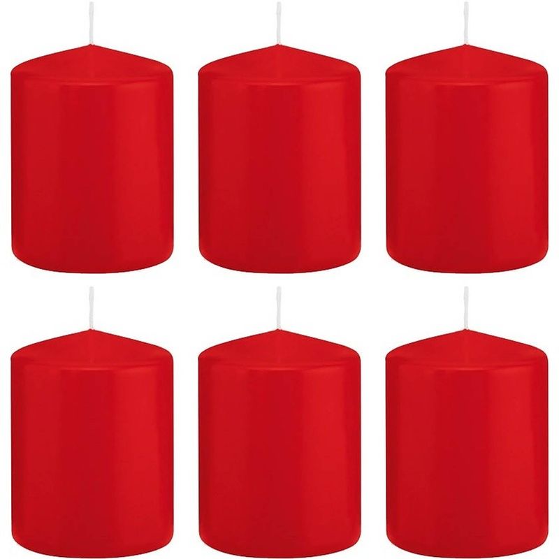Foto van 6x kaarsen rood 6 x 8 cm 29 branduren sfeerkaarsen - stompkaarsen