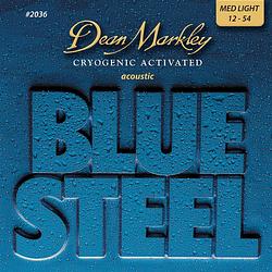Foto van Dean markley 2036 blue steel medium light 12-54 snarenset voor westerngitaar