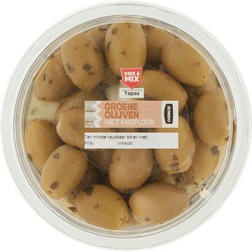 Foto van Jumbo groene olijven met knoflook 150g aanbieding bij jumbo | diverse soorten