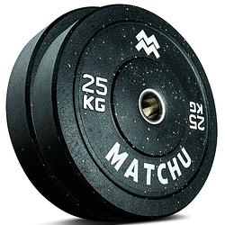 Foto van Matchu sports hi-temp bumper plate 25 kg - 2 stuks - zwart - rubber