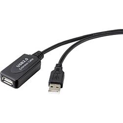 Foto van Renkforce usb-kabel usb 2.0 usb-a stekker, usb-a bus 15.00 m zwart actief met signaalversterking rf-4535086