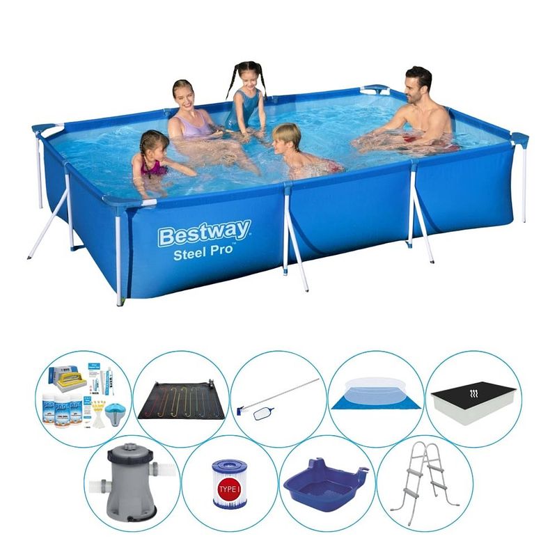 Foto van Deluxe zwembad set - bestway steel pro rechthoekig 300x201x66 cm