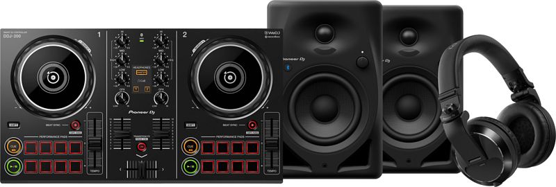 Foto van Pioneer dj ddj-200 + pioneer dj hdj-x7 zwart + pioneer dj dm-40d-bt zwart