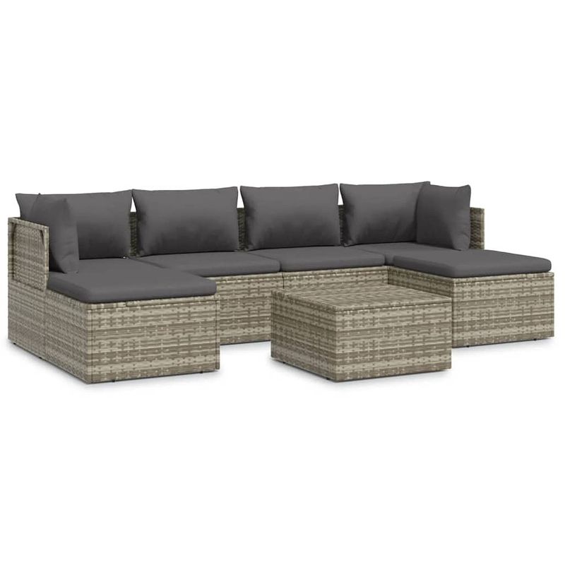 Foto van Vidaxl 7-delige loungeset met kussens poly rattan grijs