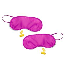 Foto van 2x stuks slaapmasker fuchsia met oordoppen - slaapmaskers