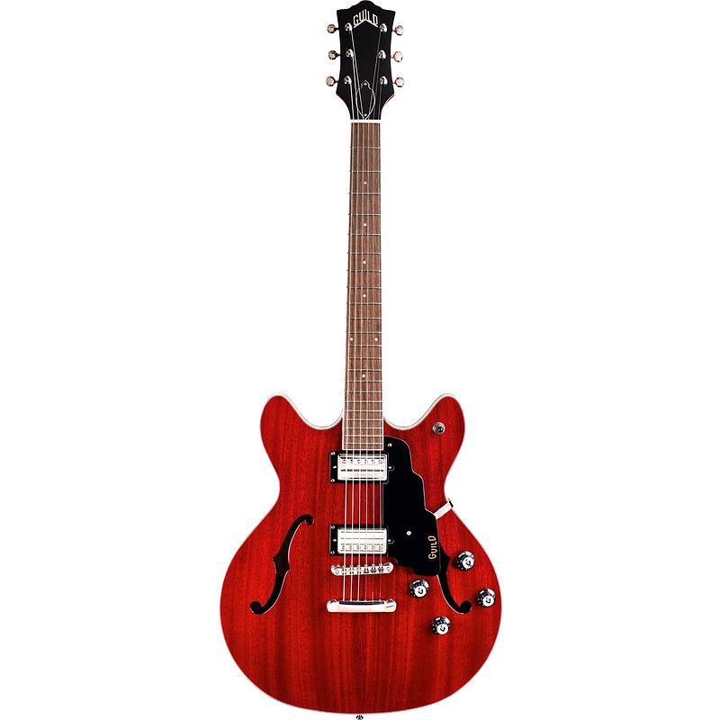 Foto van Guild newark st. collection starfire i dc cherry red semi-akoestische gitaar