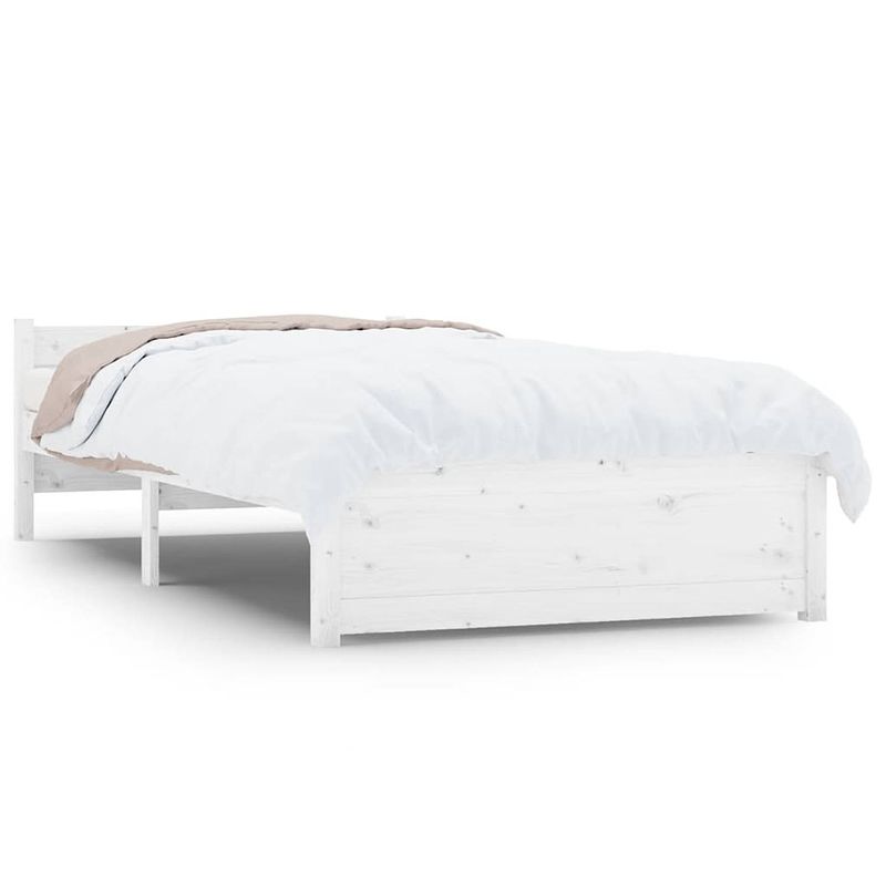 Foto van The living store bedframe - houten eenpersoonsbed - 90 x 200 cm - wit - massief grenenhout - stabiel en comfortabel