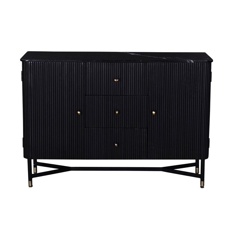 Foto van Giga meubel dressoir zwart met marmer - japandi style - 120x38x85cm