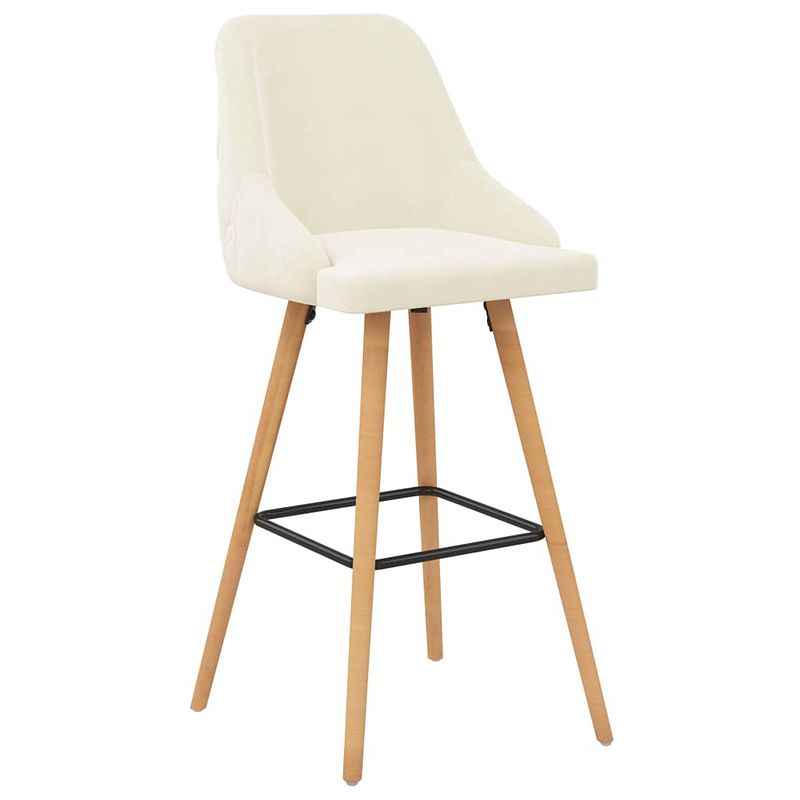 Foto van The living store barstoelen lounge - 48x55x106 cm - fluweel crème