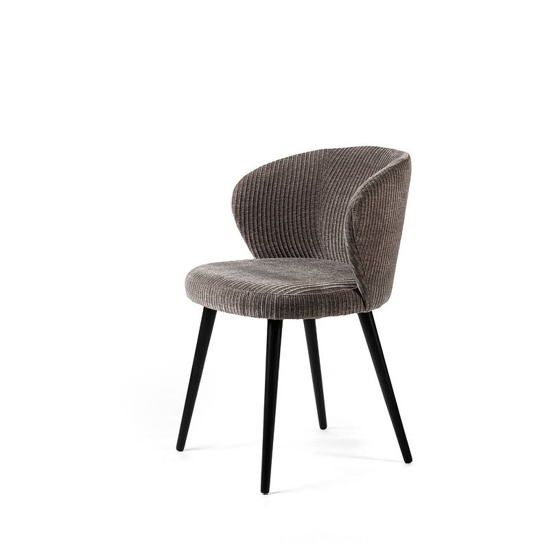 Foto van Set van 2 eetkamerstoelen lesley plooi bouclé taupe