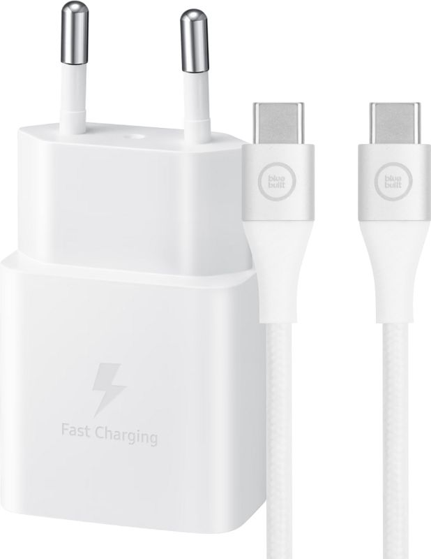 Foto van Samsung power delivery oplader 15w wit + usb c kabel nylon wit 1,5m