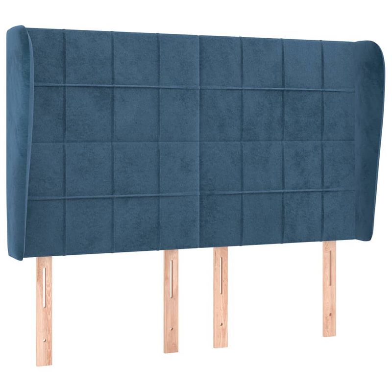 Foto van Vidaxl hoofdbord met randen 147x23x118/128 cm fluweel donkerblauw