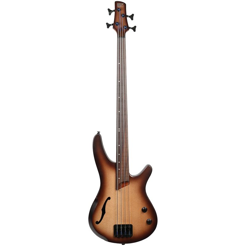 Foto van Ibanez srh500f bass workshop natural browned burst flat