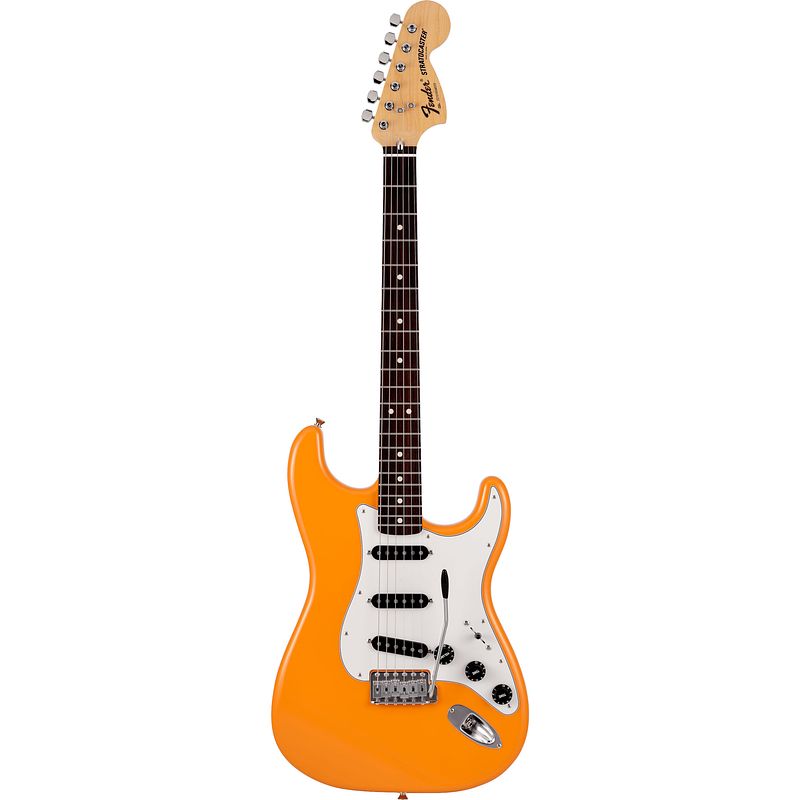 Foto van Fender made in japan international color stratocaster rw capri orange limited edition elektrische gitaar met gigbag