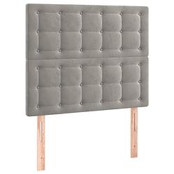 Foto van The living store hoofdbord - - bedombouw - 90x5x118/128 cm - lichtgrijs elegante stof