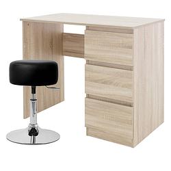 Foto van Bureau met drie laden 90x76x50 cm sonoma eikenhout ml-design