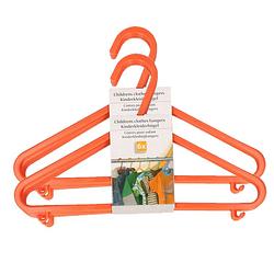 Foto van Plastic kinderkleding / baby kledinghangers oranje 12x stuks 17 x 28 cm - kledinghangers