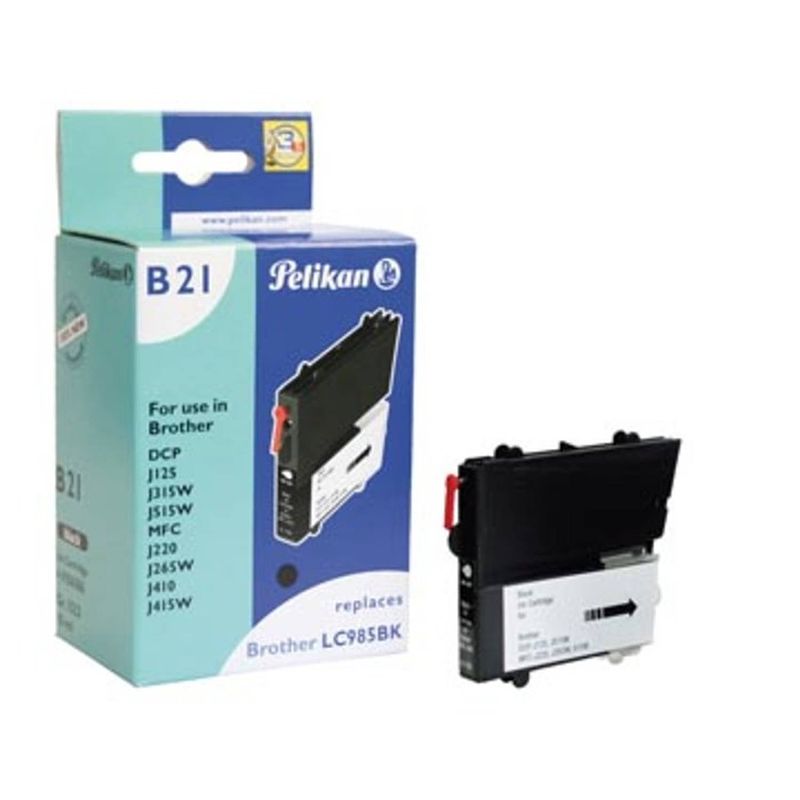 Foto van Pelikan inktcartridge zwart, 300 pagina'ss voor brother - oem: lc985bk