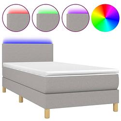 Foto van The living store bed the living store - boxspring - 203x100x78/88 cm - led - lichtgrijs