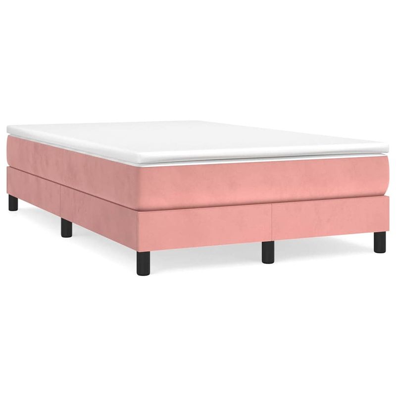 Foto van Vidaxl boxspring met matras fluweel roze 120x200 cm