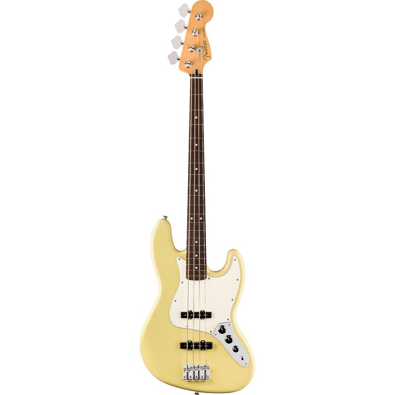 Foto van Fender player ii jazz bass rw hialeah yellow elektrische basgitaar