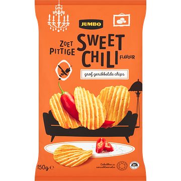 Foto van Jumbo chips ribbel sweet chili 150g