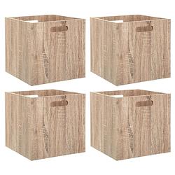 Foto van 5five opberg/kast mand - 4x - lichtbruin - mdf hout - 29l - 31 x 31 x 31 cm - opbergkisten