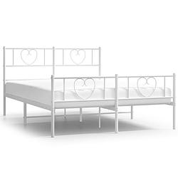 Foto van Vidaxl bedframe met hoofd- en voeteneinde metaal wit 150x200 cm