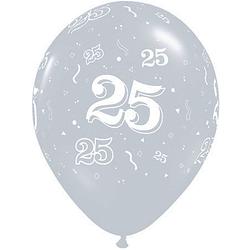 Foto van Folat ballonnen 25 jaar 28 cm latex zilver 25 stuks