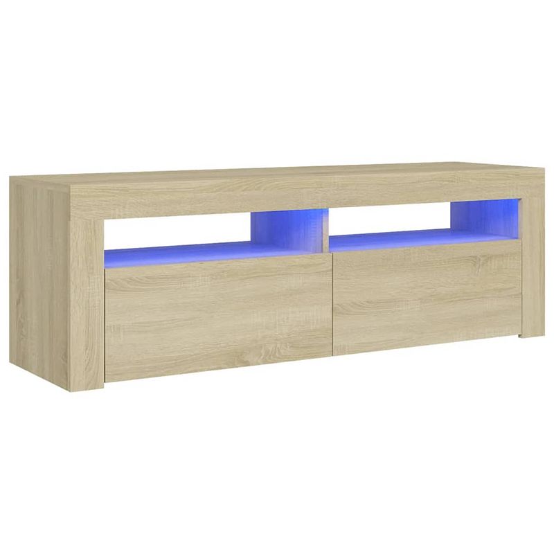 Foto van The living store tv-meubel sonoma eiken - 120x35x40 cm - rgb led-verlichting