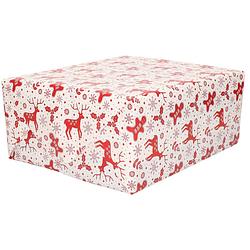 Foto van 3x rollen kerst inpakpapier/cadeaupapier wit/rood 2,5 x 0,7 meter - cadeaupapier