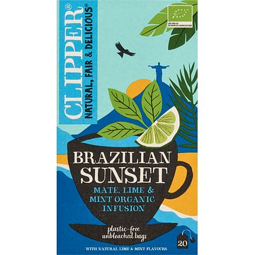 Foto van Clipper brazilian sunset mate, lime & mint organic infusion 20 stuks 40g bij jumbo