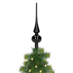 Foto van Glazen kerstboom piek/topper zwart mat 26 cm - kerstboompieken